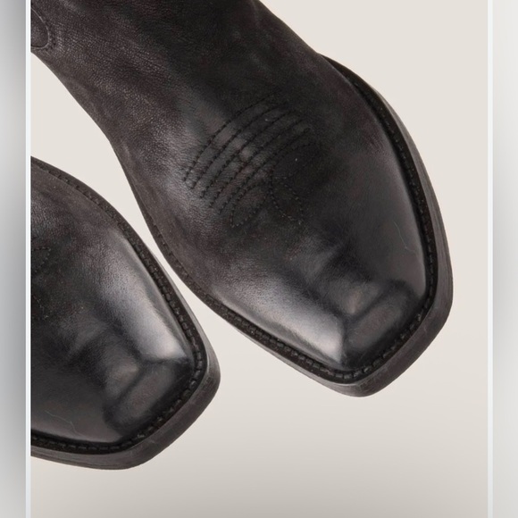 Vintage Foundry Aliza Cowboy Cowgirl campus riding boot black Leather square toe - Picture 3 of 17